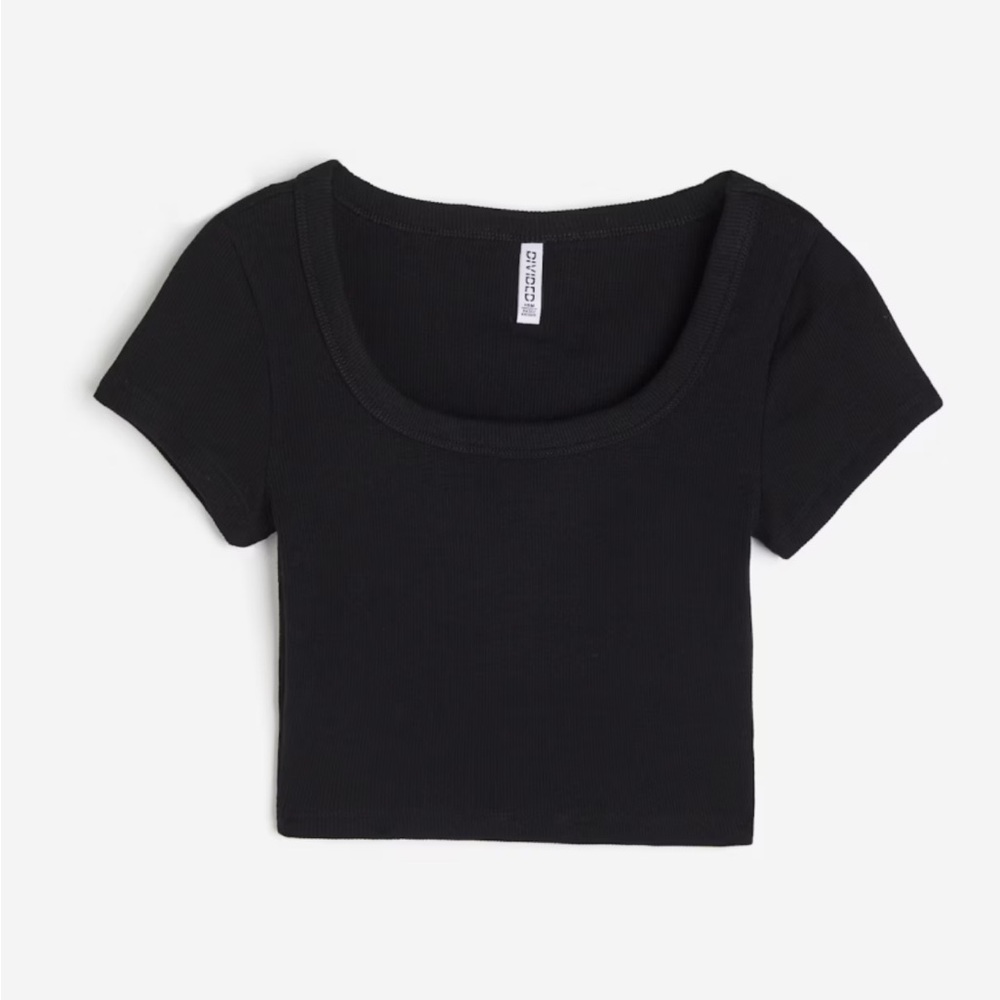 2 H&M Ribbed Crop T Shirts-Large - Picture 2 of 8